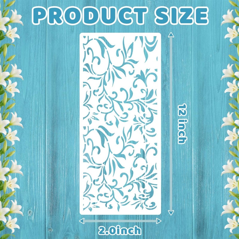 Resflyar 18 PCS 12 x 5.2 Inch Mixed Stencils, Plant Leaf Floral Texture Templates for Painting on Wood, Texture Background Stencil Set for Rock Wood Canvas Airbrush Drawing Furniture Card Tile Home DIY Craft - Image 2